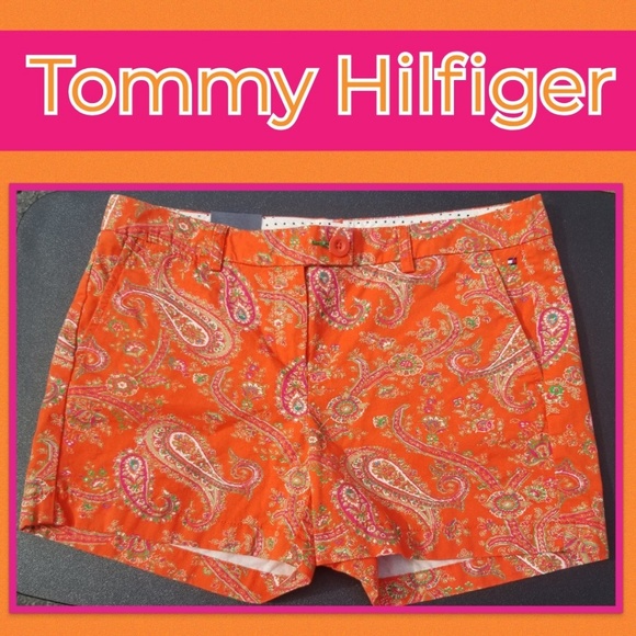 Tommy Hilfiger Pants - New Tommy Hilfiger Paisley Orange Cotton Shorts